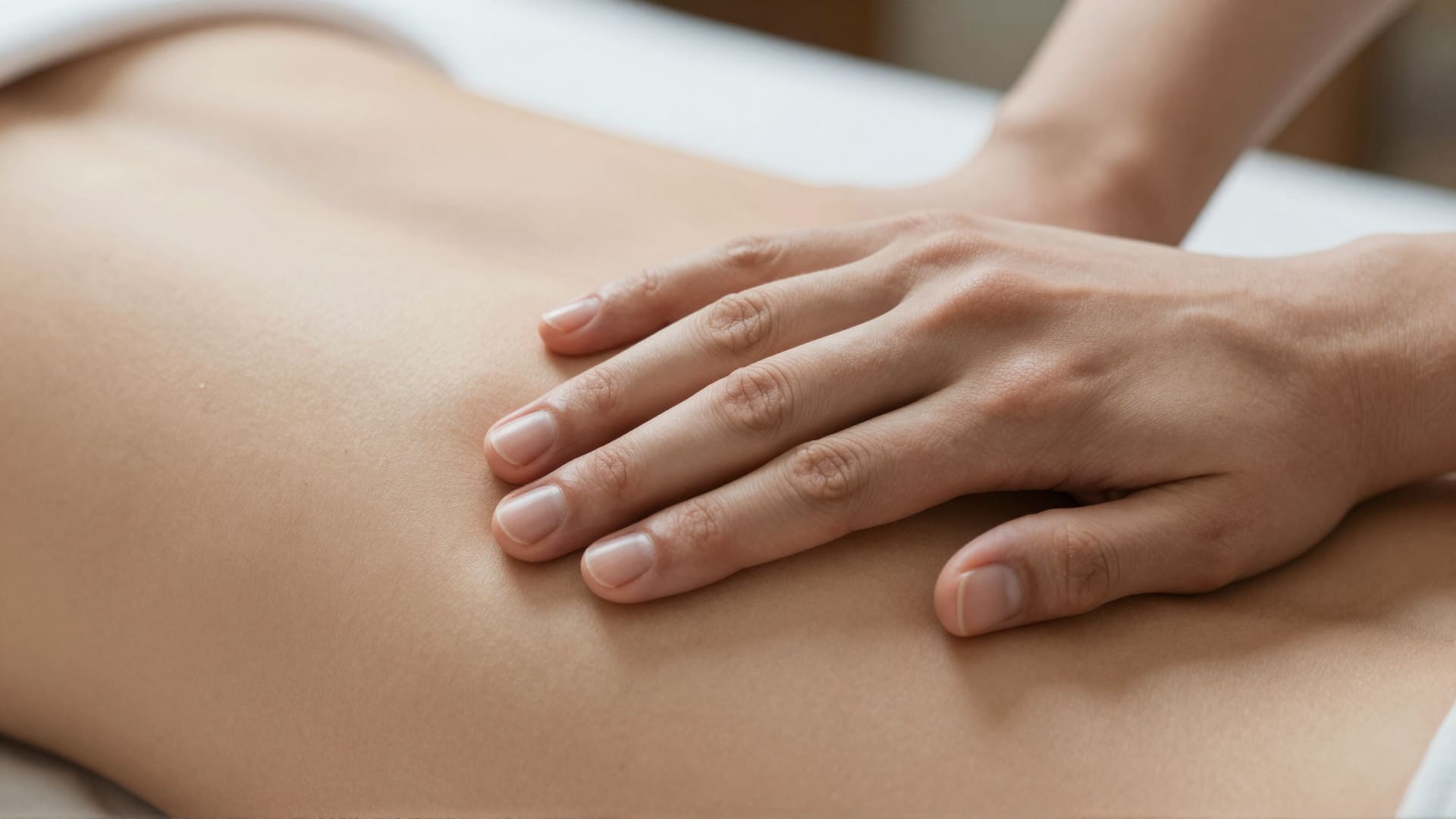 A hand providing gentle pressure during a massage