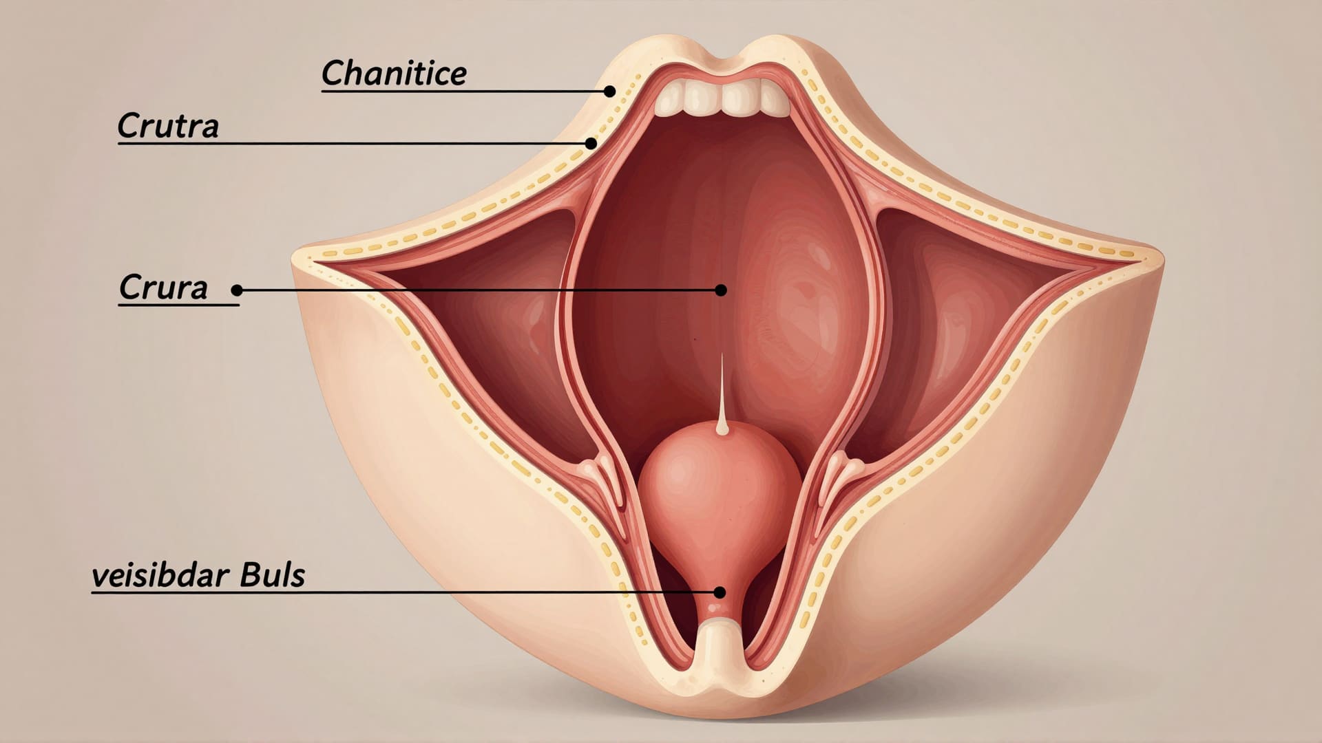 Diagram illustrating the internal anatomy of the clitoris